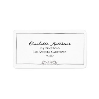 Étiquette de adresse cygne manuscrit simple et int