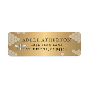 Étiquette de adresse d'abeille héraldique d'or mét