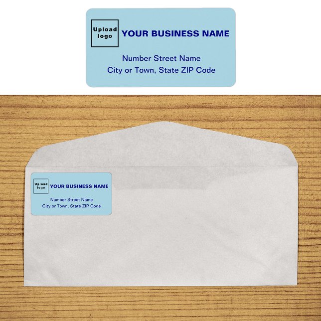 Étiquette de adresse d'affaires bleu monochrome (Monochrome blue business address label on envelope)