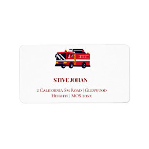 Étiquette de adresse d'anniversaire du camion roug