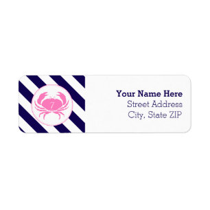 Étiquette de adresse d'anniversaire du crabe rose