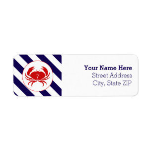 Étiquette de adresse d'anniversaire du crabe rouge