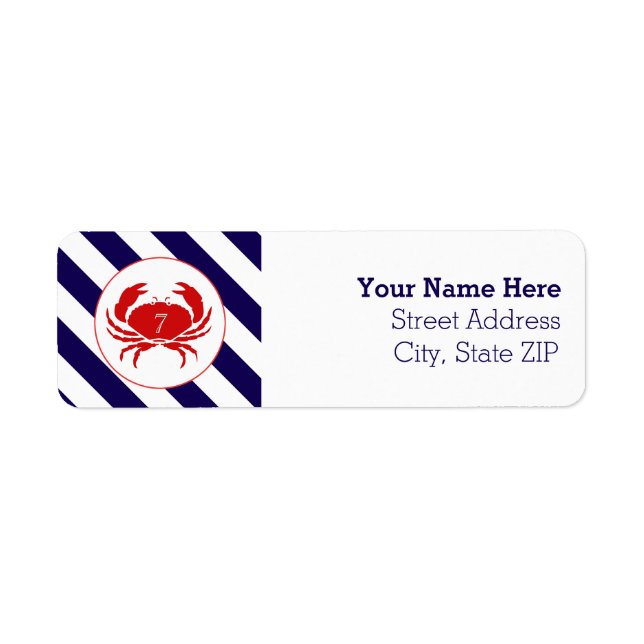 Étiquette de adresse d'anniversaire du crabe rouge (Devant)