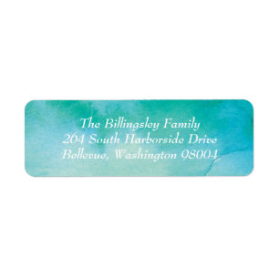 Étiquette de adresse d'aquarelle de turquoise
