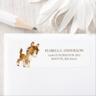 Étiquette de adresse de Baby shower de chevaux de