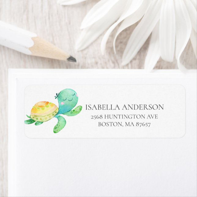 Étiquette de adresse de Baby shower de la Tortue d (En situation)