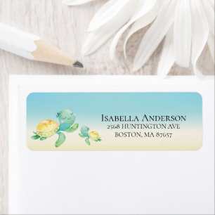 Étiquette de adresse de Baby shower de tortue douc