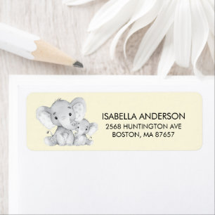 Étiquette de adresse de Baby shower d'éléphant jau