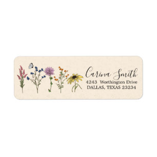 Étiquette de adresse de Baby shower Fleur sauvage 