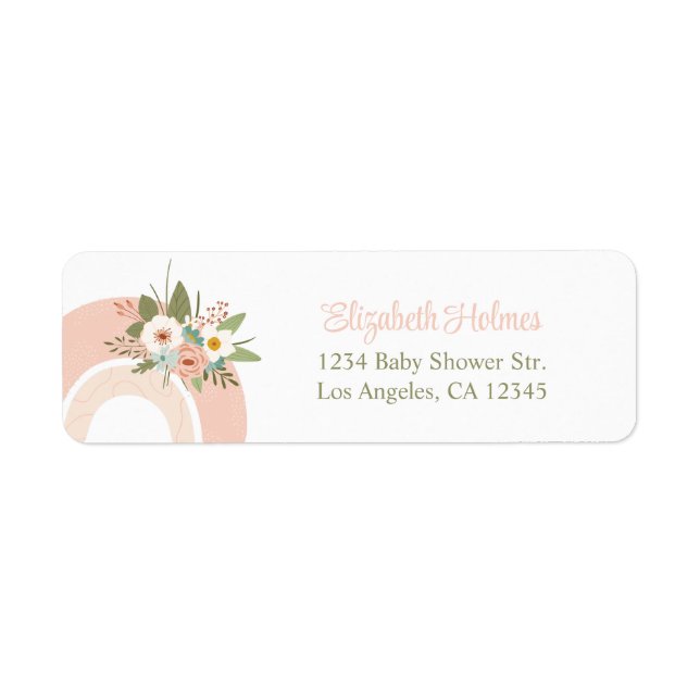 Étiquette de adresse de Baby shower Floral rose ar (Devant)