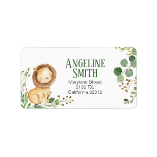Étiquette de adresse de Baby shower Lion vert