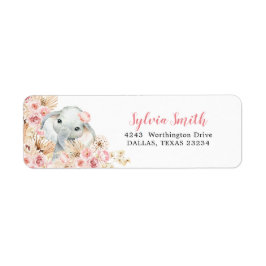 Étiquette de adresse de Baby shower rose Boho Elep