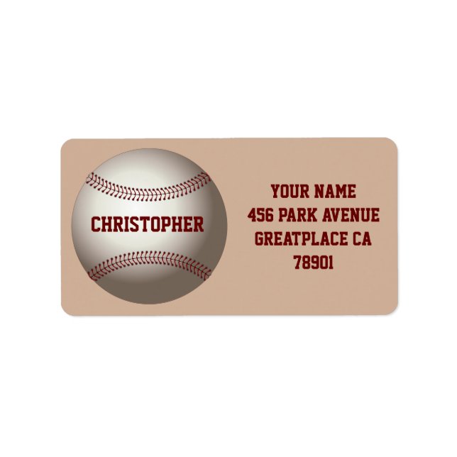 Étiquette de adresse de balle de base-ball personn (Devant)