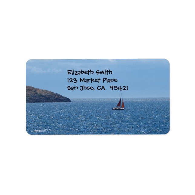 Étiquette de adresse de bateau à voile orange et r (Devant)