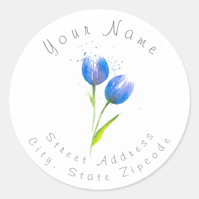 étiquette de adresse de 'Blue Violet Tulips' (Devant)
