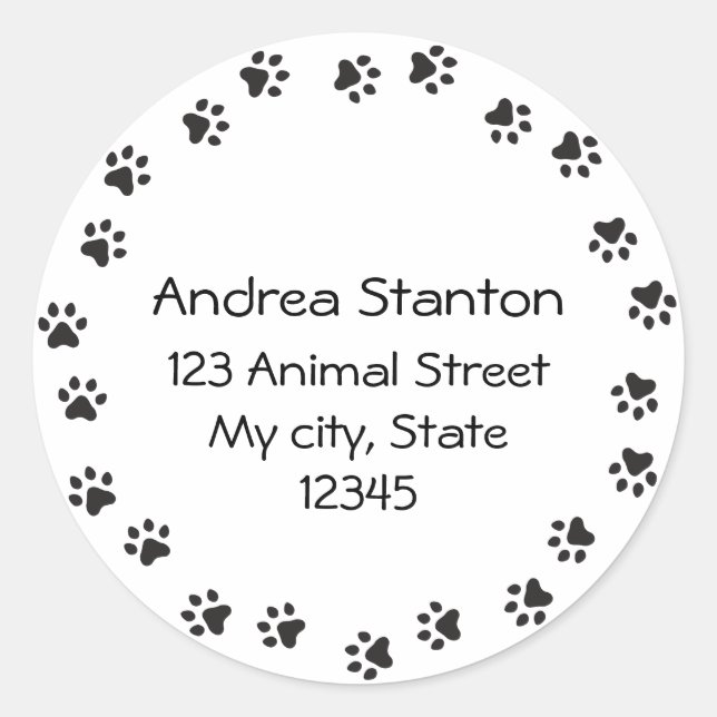 Étiquette de adresse de bordure Pawprint (Devant)