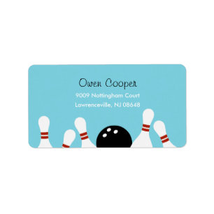 Étiquette de adresse de Bowling Fun (Turquoise)