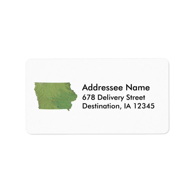 Étiquette de adresse de carte Iowa (Devant)