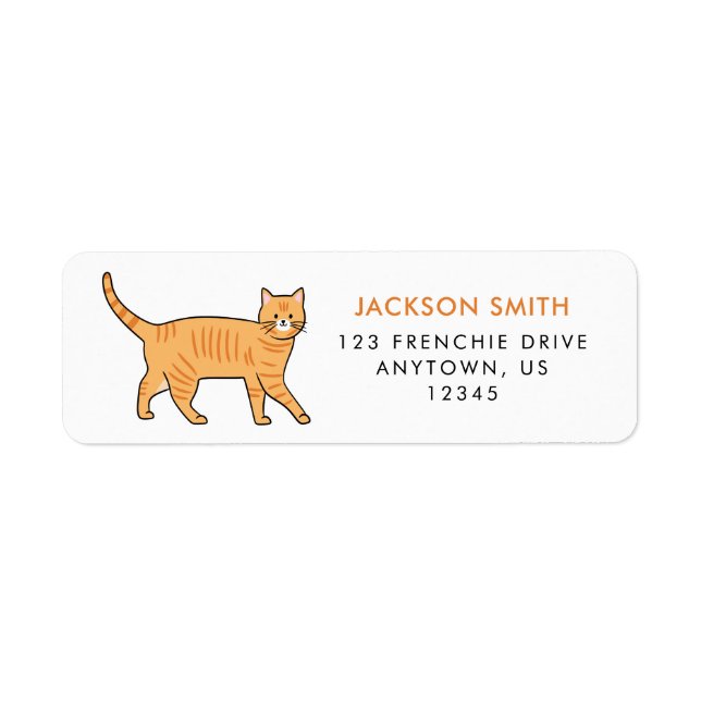 Étiquette de adresse de chat Tabby Orange (Devant)