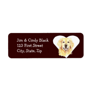 Étiquette de adresse de chien de golden retriever