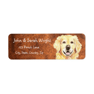 Étiquette de adresse de chien de golden retriever