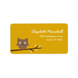 Étiquette de adresse de chouette (moutarde)