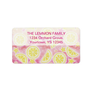 Étiquette de adresse de citronnade rose, texte en