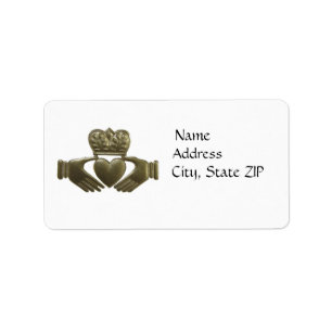 Étiquette de adresse de claddaghe d'or