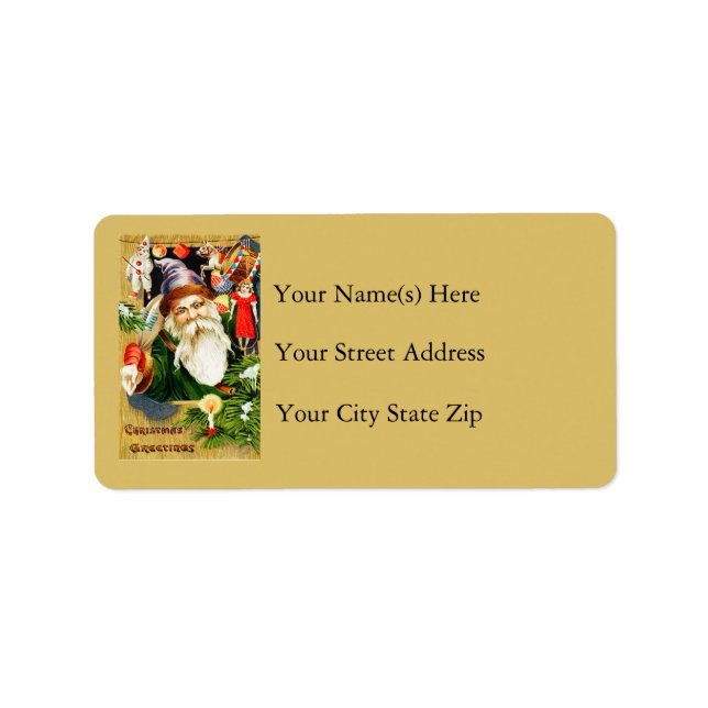 Étiquette de adresse de cru de salutations de Noël (Devant)