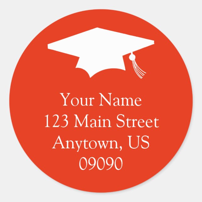 Étiquette de adresse de diplôme classique (rouge) (Devant)