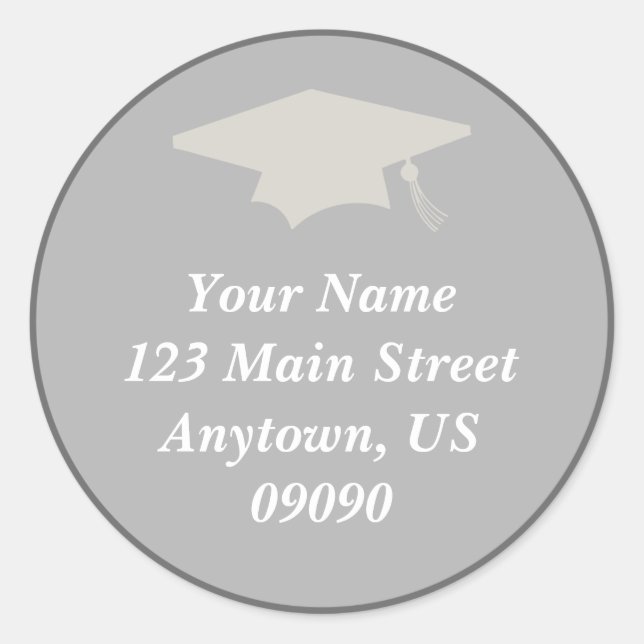 Étiquette de adresse de diplômes classiques (gris) (Devant)