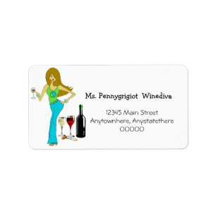 Étiquette de adresse de diva de vin