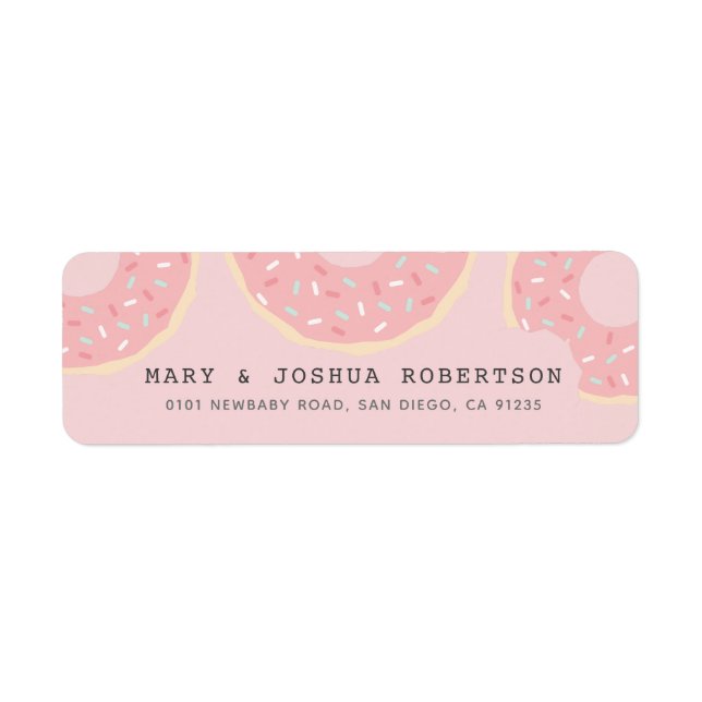 Étiquette de adresse de Donut rose (Devant)