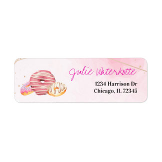 Étiquette de adresse de Donut Watercolor moderne