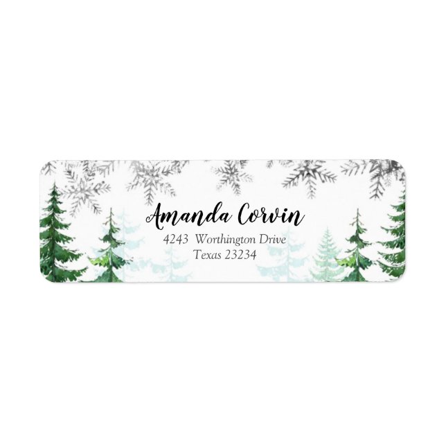 Étiquette de adresse de Flambeau de neige en argen (Devant)