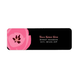 Étiquette de adresse de fleur - tulipe rose