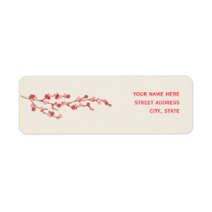 Étiquette de adresse de fleurs de cerisier