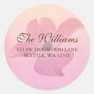 Étiquette de adresse de fleurs de Dogwood rose