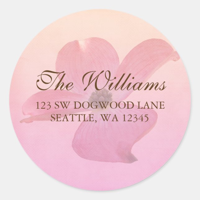 Étiquette de adresse de fleurs de Dogwood rose (Devant)