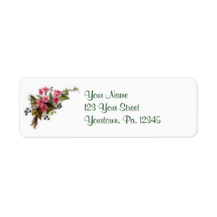 Étiquette de adresse de fleurs roses