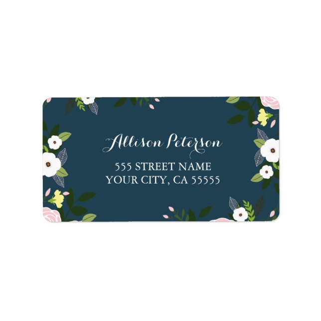 Étiquette de adresse de jardin floral de la Marine (Devant)