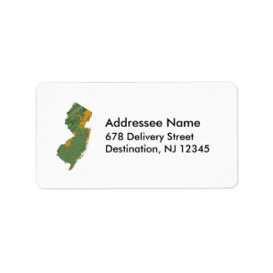 Étiquette de adresse de la carte du New Jersey