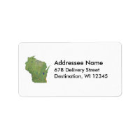 Étiquette de adresse de la carte du Wisconsin