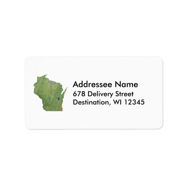 Étiquette de adresse de la carte du Wisconsin (Devant)