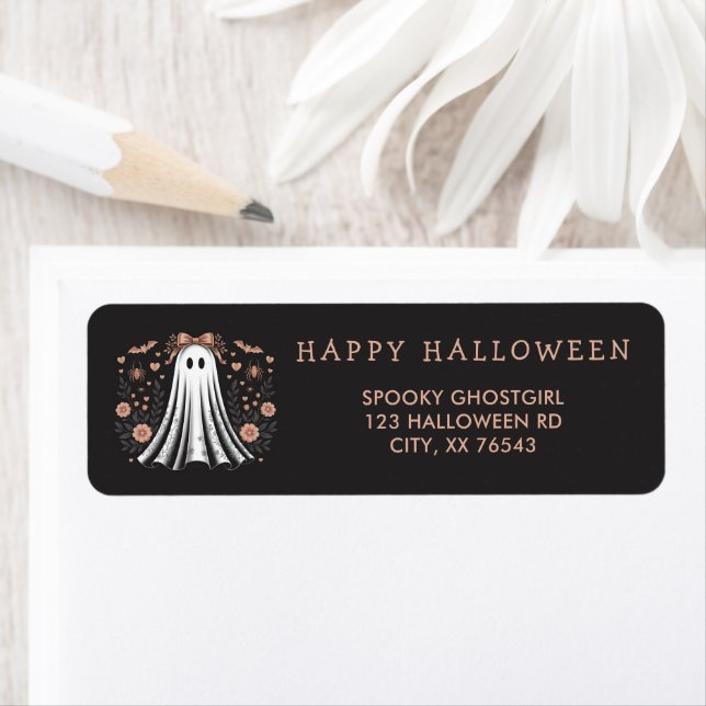 Étiquette de adresse de la fille fantôme d'Hallowe (En situation)