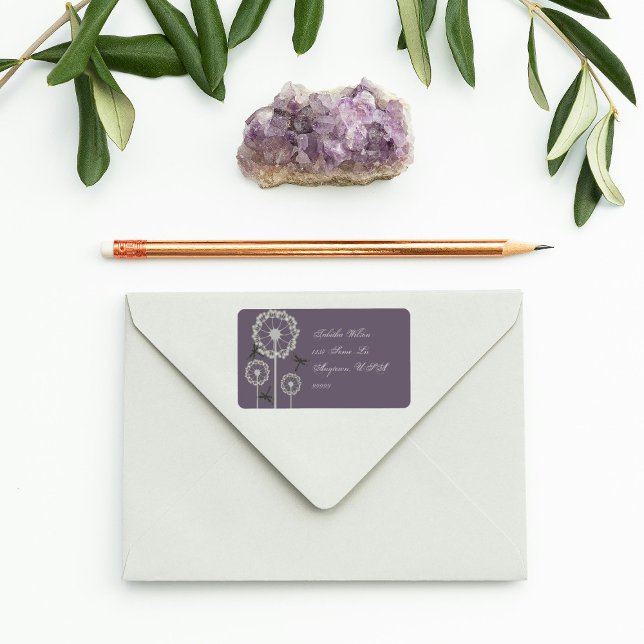 Étiquette de adresse de libellules violettes (Purple Dragonflies Address Label)