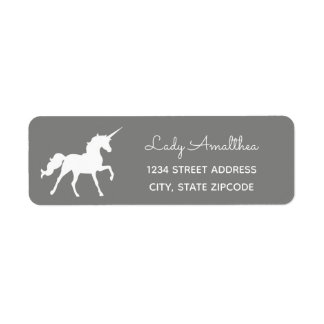 Étiquette de adresse de licorne grise