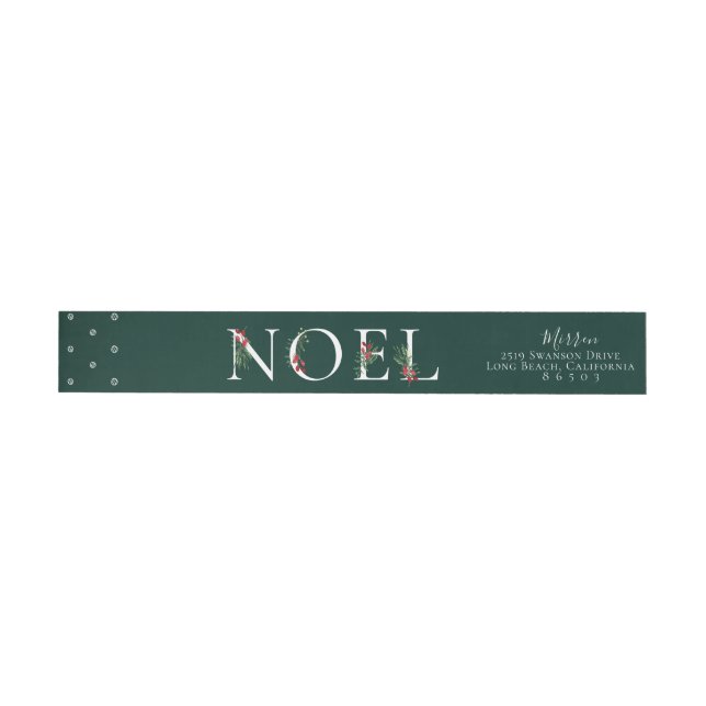 Étiquette de adresse de ligne NOEL orné botanique (Individuel)