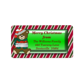 Étiquette de adresse de l'ours de Noël