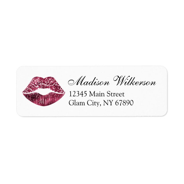 Étiquette de adresse de maquillage Burgundy Lipsti (Devant)